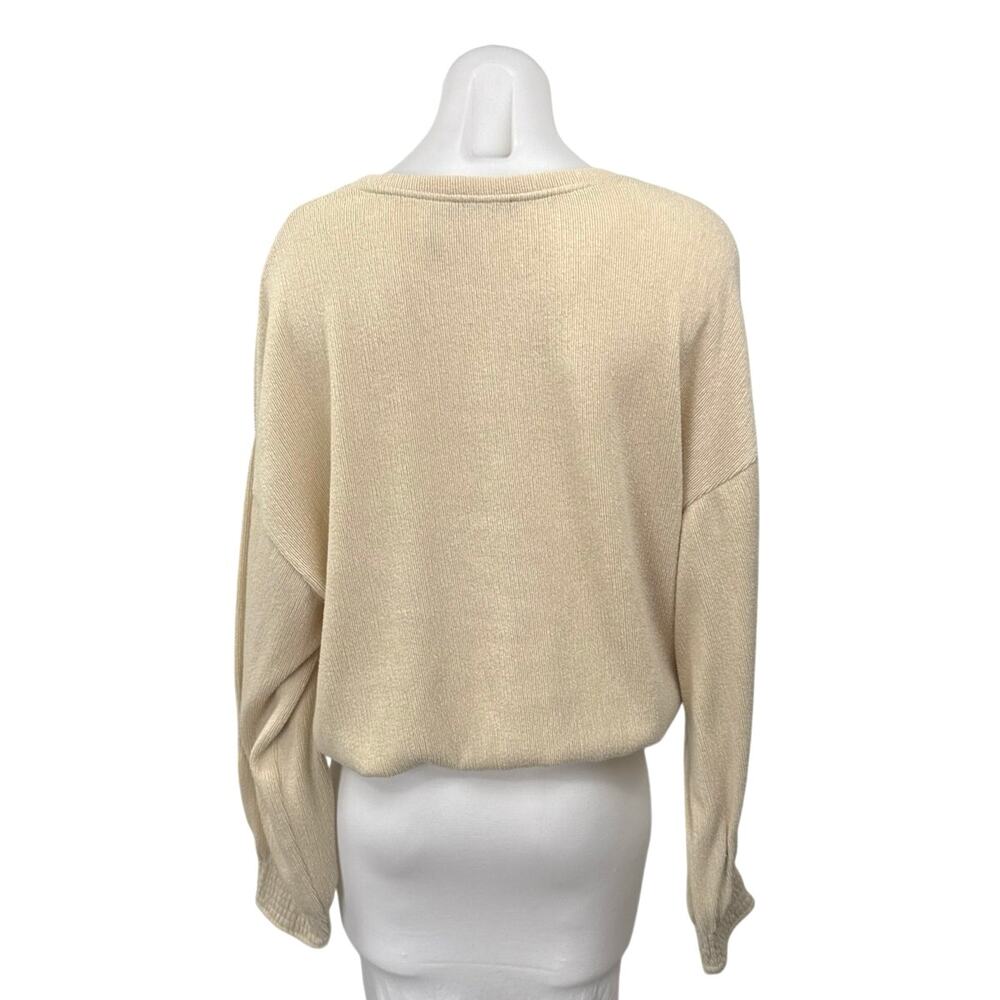 Zara Women's Beige Knit Oversized Crew Long Sleeve Pullover Sweater Top Size M - Picture 2 of 3